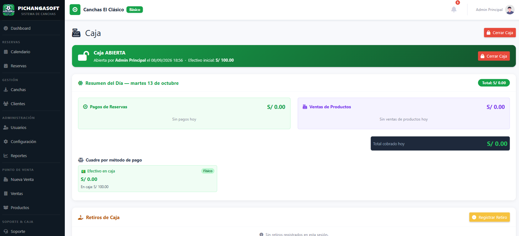 Módulo de Cobros — PichangaSoft