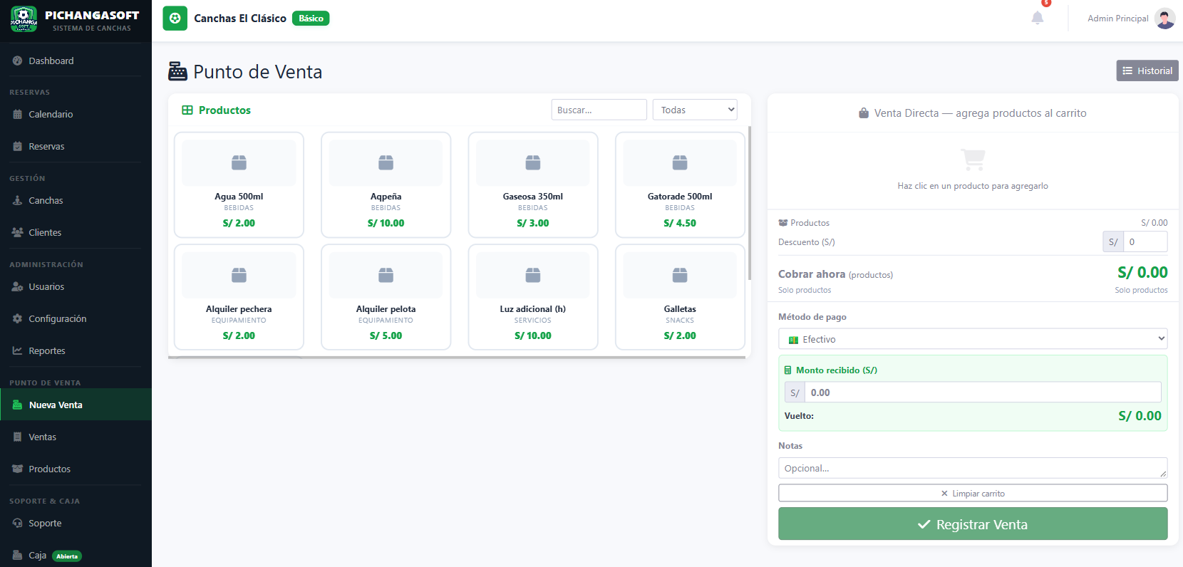 Punto de Venta — PichangaSoft
